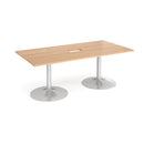 Dams Beech trumpet base rectangular boardroom table with central cut-out, designed for professional office meetings.