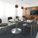 Rectangular Dams Trumpet Base boardroom table with central cut-out in beech wood, showcasing a modern, professional conference table design.