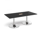 Trumpet Base Rectangular Boardroom Table With Central Cut-Out - Black - NWOF