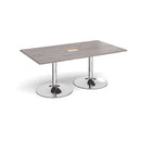 Trumpet Base Rectangular Boardroom Table With Central Cut-Out - Grey Oak - NWOF