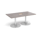 Trumpet Base Rectangular Boardroom Table With Central Cut-Out - Grey Oak - NWOF