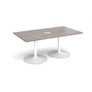 Trumpet Base Rectangular Boardroom Table With Central Cut-Out - Grey Oak - NWOF