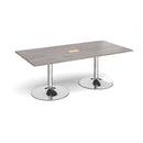 Trumpet Base Rectangular Boardroom Table With Central Cut-Out - Grey Oak - NWOF