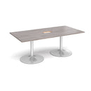 Trumpet Base Rectangular Boardroom Table With Central Cut-Out - Grey Oak - NWOF