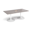 Trumpet Base Rectangular Boardroom Table With Central Cut-Out - Grey Oak - NWOF