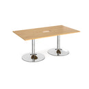 Trumpet Base Rectangular Boardroom Table With Central Cut-Out - Oak - NWOF