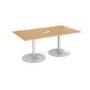 Trumpet Base Rectangular Boardroom Table With Central Cut-Out - Oak - NWOF