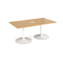 Trumpet Base Rectangular Boardroom Table With Central Cut-Out - Oak - NWOF