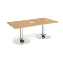 Trumpet Base Rectangular Boardroom Table With Central Cut-Out - Oak - NWOF