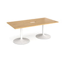 Trumpet Base Rectangular Boardroom Table With Central Cut-Out - Oak - NWOF