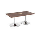 Trumpet Base Rectangular Boardroom Table With Central Cut-Out - Walnut - NWOF