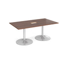 Trumpet Base Rectangular Boardroom Table With Central Cut-Out - Walnut - NWOF