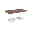 Trumpet Base Rectangular Boardroom Table With Central Cut-Out - Walnut - NWOF
