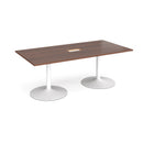 Trumpet Base Rectangular Boardroom Table With Central Cut-Out - Walnut - NWOF