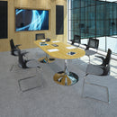 Trumpet Base Rectangular Boardroom Table With Central Cut-Out - Walnut - NWOF