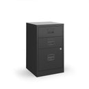 Black Bisley A4 home filing cabinet by Dams with multiple drawers for organized document storage.