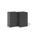 Black Bisley A4 home filing cabinet by Dams with multiple drawers, designed for organized storage and office use.