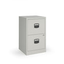 Grey Bisley A4 home filing cabinet by Dams with two drawers, ideal for organizing office documents.