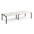 Dams Adapt Double Back to Back Desk with white and oak finish, 600mm deep, showing sleek modern office workspace setup.