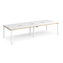Dams Adapt Double Back to Back Desks with 600mm depth, white and oak finish, showing sleek modern office workspace setup