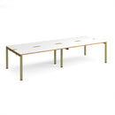 Dams Adapt Double Back to Back Desks with white and oak finish, 600mm deep, featuring sleek modern design and ample workspace.