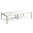 Dams Adapt Double Back to Back Desks in white with oak finish, 800mm deep, featuring work surfaces and connecting design.