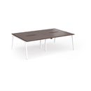 Dams Connex Plus Angled Double Back To Back Desk in walnut wood, showcasing sleek workspace with modern design.