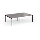 Dams Connex Plus Goal-Post Double Back To Back Desk in Grey Oak finish, showing sleek, modern office workspace setup with desks and accessories.