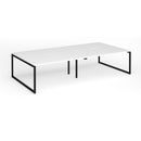 White Connex Plus O Frame Double Back To Back Desk by Dams, showing the sleek modern office workspace with sturdy white desks.