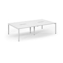 White Connex Scalloped Double Back To Back Desks by Dams, featuring a modern design with scalloped edges and back-to-back configuration.
