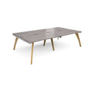 Dams Fuze Double Back To Back Desks in grey oak finish with sleek modern design and spacious workspace.