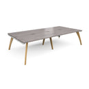 Dams Fuze Double Back To Back Desk in Grey Oak with modern workspace design and sleek wood finish.