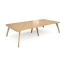 Dams Fuze Double Back To Back Desks in oak wood finish, showing the sleek workspace with two connected desks side by side.