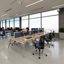 Black Fuze Double Back To Back Desks by Dams, showing a modern workspace with two connected desks in a sleek black finish.