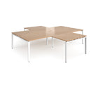 Dams Adapt Back to Back 4 Desk Cluster with Returns in Beech wood, showing modular office workspace with connected desks and returns.