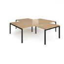 Dams Adapt Back to Back 4 Desk Cluster with Returns in oak wood finish, showing modern office workspace setup with desks and returns.