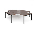 Dams Adapt Back to Back 4 Desk Cluster with Returns in walnut wood finish, showing sleek office workspace with connected desks