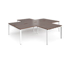 Dams Adapt Back to Back 4 Desk Cluster with Returns in walnut finish, showing interconnected desks with side returns and modern design