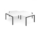 White Adapt Back to Back 4 Desk Cluster with Returns by Dams, showing interconnected desks and workspace layout.