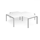 Dams Adapt Back to Back 4 Desk Cluster with Returns in white, featuring modern office desks with connected workspaces and returns
