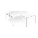 White Adapt Back to Back 4 Desk Cluster with Returns from Dams, showing interconnected office workstations with side returns.