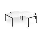 White Adapt Back to Back 4 Desk Cluster with Returns by Dams, showing a modern office workstation setup with connected desks and workspace.