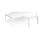 White Adapt Back to Back 4 Desk Cluster with Returns from Dams, showing spacious office workstations with attached side returns.