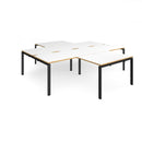 Dams Adapt Back to Back 4 Desk Cluster with Returns in white and oak finish, featuring modern office workspace design.