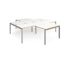 Dams Adapt Back to Back 4 Desk Cluster with Returns in white and oak finish, featuring modern office workspace setup.