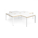 Dams Adapt Back to Back 4 Desk Cluster with Returns in white and oak finish, showing modern office workspace setup