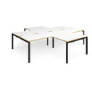 Dams Adapt Back to Back 4 Desk Cluster with Returns in white and oak finish, showing sleek office workspace setup.