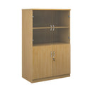 Dams deluxe combination unit with glass upper doors in oak finish, showcasing storage and display space.