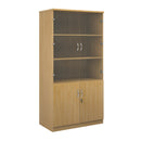 Dams Deluxe combination unit with glass upper doors and oak finish, featuring storage shelves and display space.