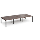 Dams Adapt Triple Back-to-Back Desks with 800mm depth in walnut finish, shown with workspace setup and office chairs.